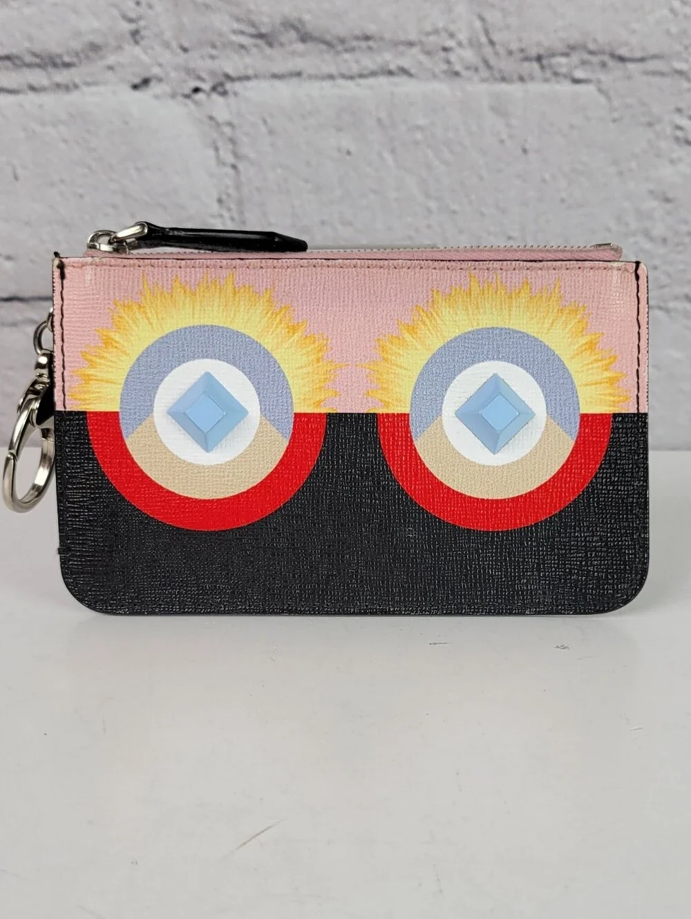 FENDI Hypnoteyes Vitello Leather Keychain Wallet